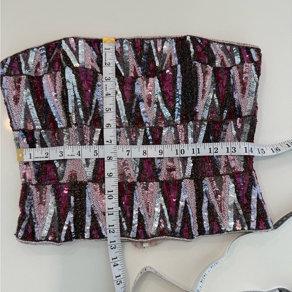 Vintage Scala Sequin Strapless Beaded Corset Top with Geometric Pattern - Picture 11 of 14